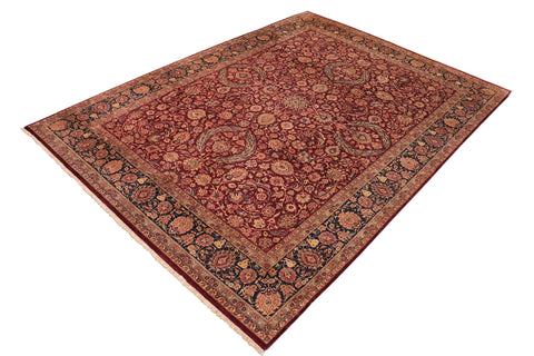 handmade Transitional Dabir Maroon Blue Hand Knotted RECTANGLE 100% WOOL area rug 10x14