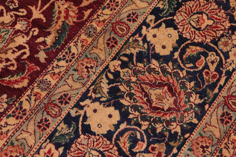 handmade Transitional Dabir Maroon Blue Hand Knotted RECTANGLE 100% WOOL area rug 10x14