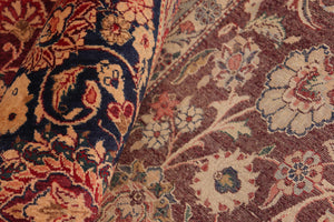 handmade Transitional Dabir Maroon Blue Hand Knotted RECTANGLE 100% WOOL area rug 10x14