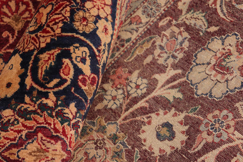 handmade Transitional Dabir Maroon Blue Hand Knotted RECTANGLE 100% WOOL area rug 10x14