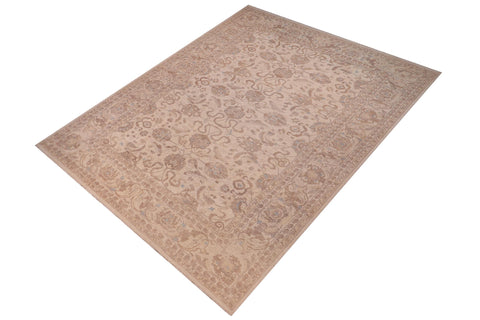 handmade Transitional Kafkaz Ivory Ivory Hand Knotted RECTANGLE 100% WOOL area rug 12' x 18'
