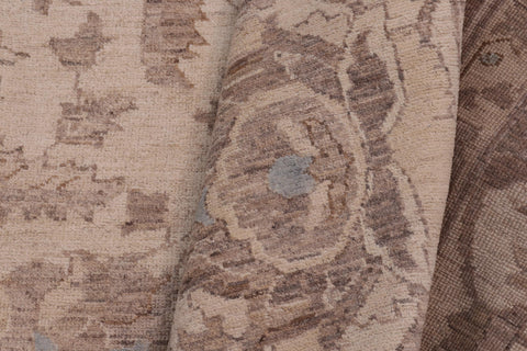 handmade Transitional Kafkaz Ivory Ivory Hand Knotted RECTANGLE 100% WOOL area rug 12' x 18'