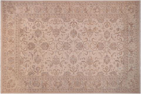 handmade Transitional Kafkaz Ivory Ivory Hand Knotted RECTANGLE 100% WOOL area rug 12' x 18'