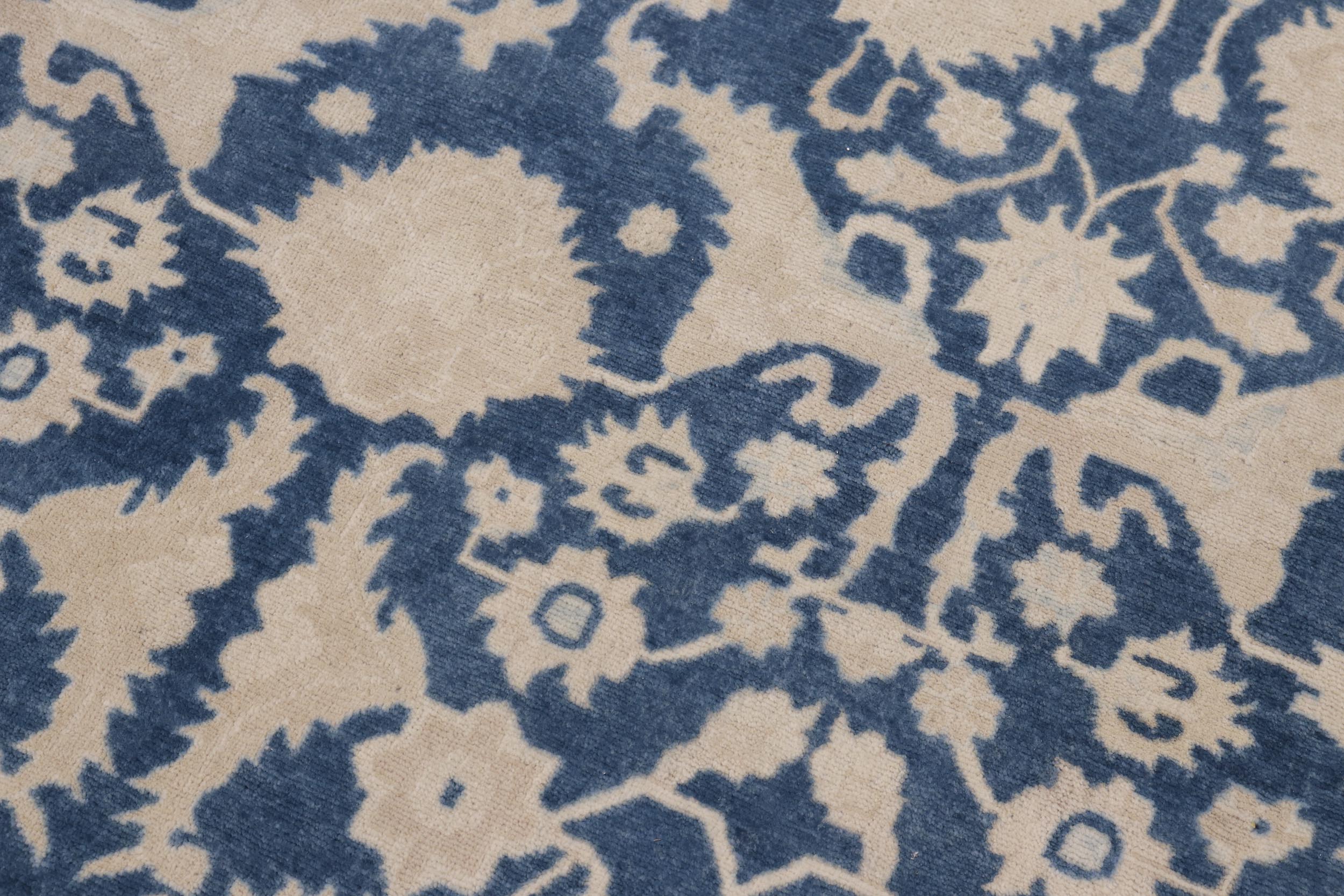 handmade Transitional Lahore Lt. Blue Tan Hand Knotted RECTANGLE 100% WOOL area rug 10' x 14'