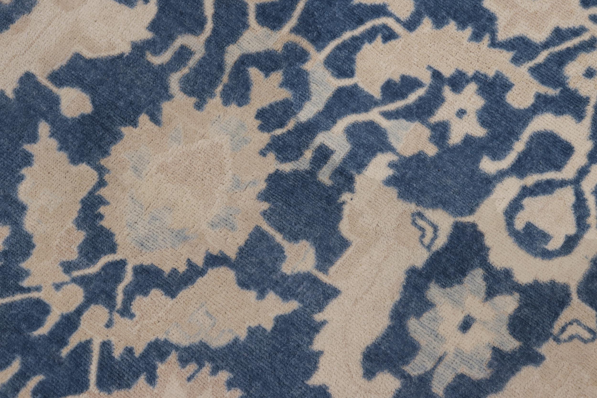 handmade Transitional Lahore Lt. Blue Tan Hand Knotted RECTANGLE 100% WOOL area rug 10' x 14'