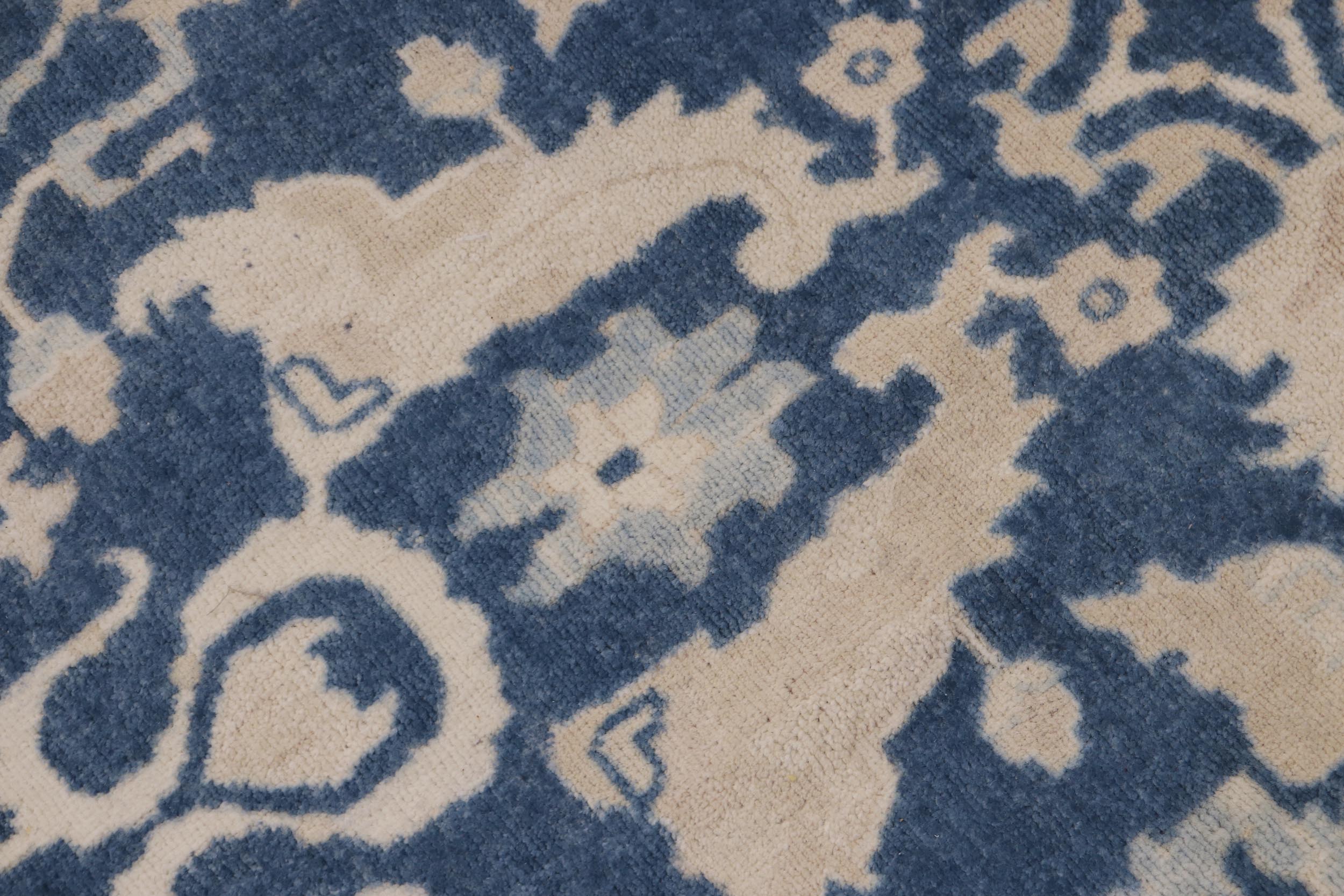 handmade Transitional Lahore Lt. Blue Tan Hand Knotted RECTANGLE 100% WOOL area rug 10' x 14'