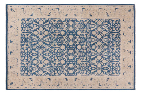 handmade Transitional Lahore Lt. Blue Tan Hand Knotted RECTANGLE 100% WOOL area rug 10' x 14'
