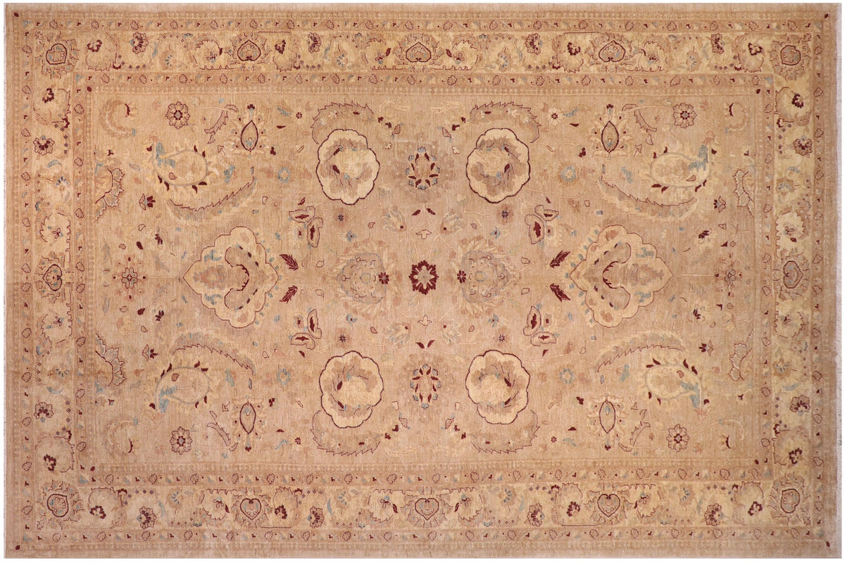 12x18 hand knotted Ziegler wool rug in tan - Oriental Ziegler Shirlee