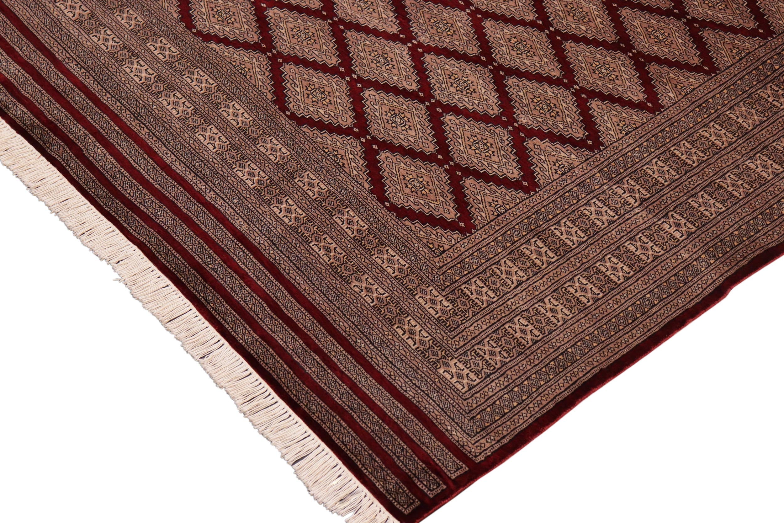 handmade Geometric Bokhara Red Lt. Brown Hand Knotted RECTANGLE 100% WOOL area rug 10X12