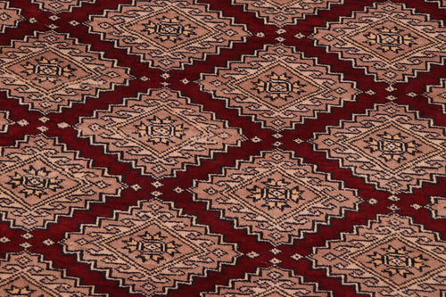 handmade Geometric Bokhara Red Lt. Brown Hand Knotted RECTANGLE 100% WOOL area rug 10X12