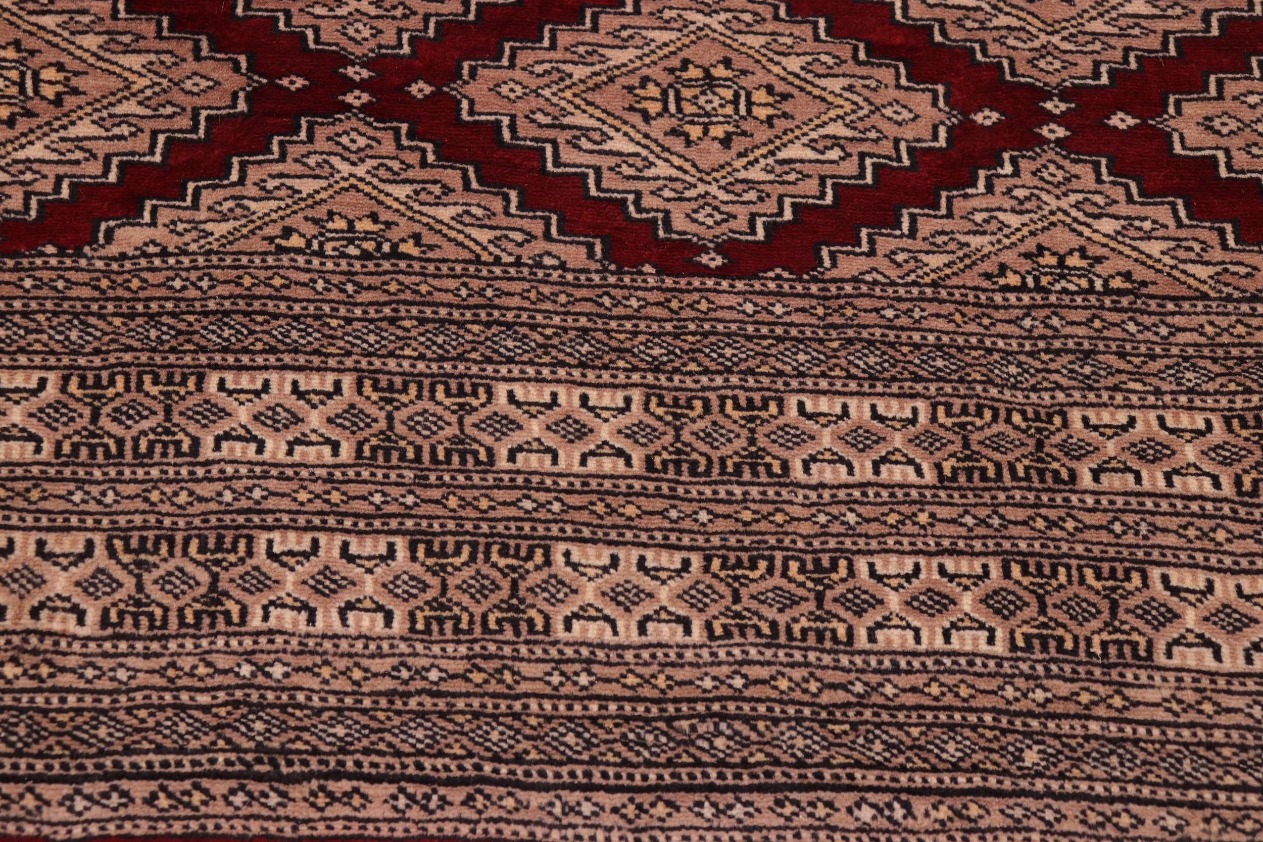 handmade Geometric Bokhara Red Lt. Brown Hand Knotted RECTANGLE 100% WOOL area rug 10X12