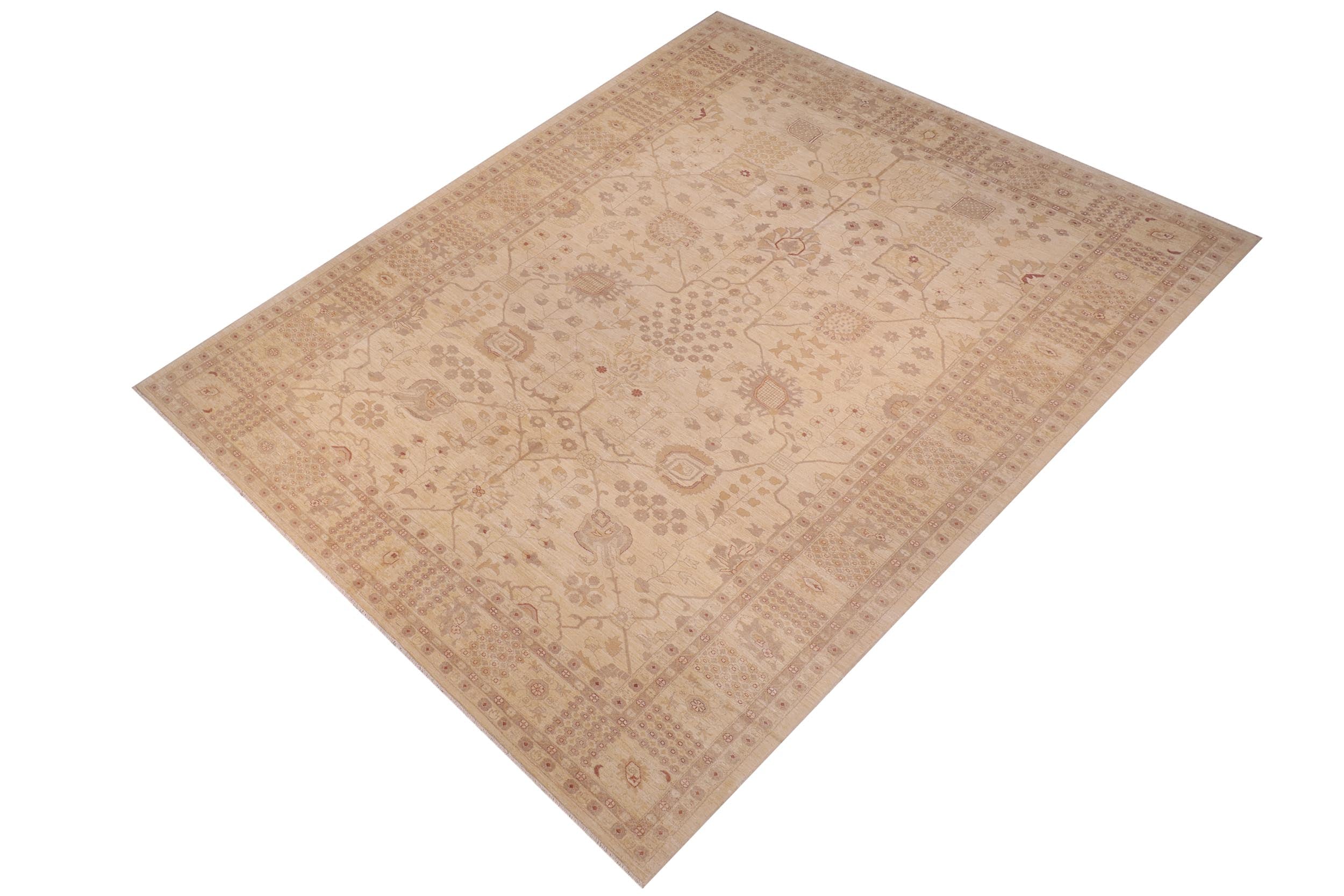 handmade Traditional Kafkaz Tan Tan Hand Knotted RECTANGLE 100% WOOL area rug 12x18