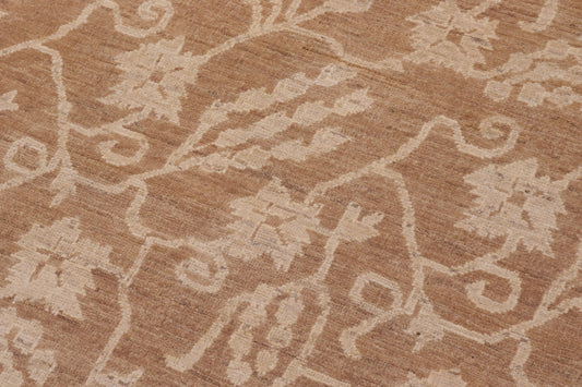 handmade Modern Kafkaz Brown Brown Hand Knotted RECTANGLE 100% WOOL area rug 12' x 18'