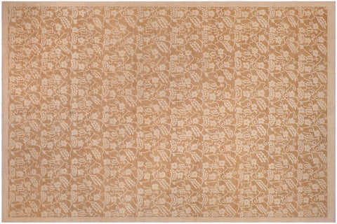 handmade Modern Kafkaz Brown Brown Hand Knotted RECTANGLE 100% WOOL area rug 12' x 18'