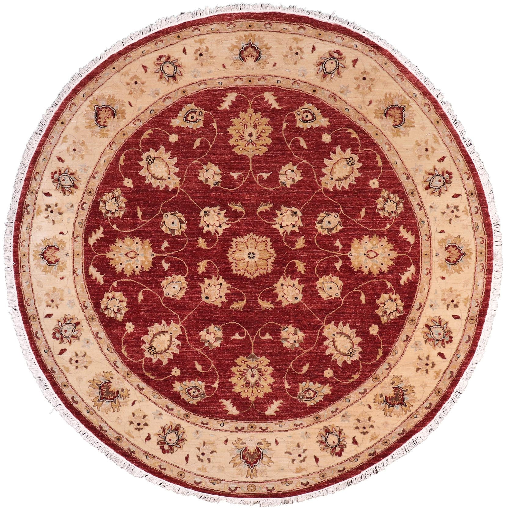 handmade Traditional Kafkaz Red Ivory Hand Knotted ROUND 100% WOOL area rug 8' x 8'