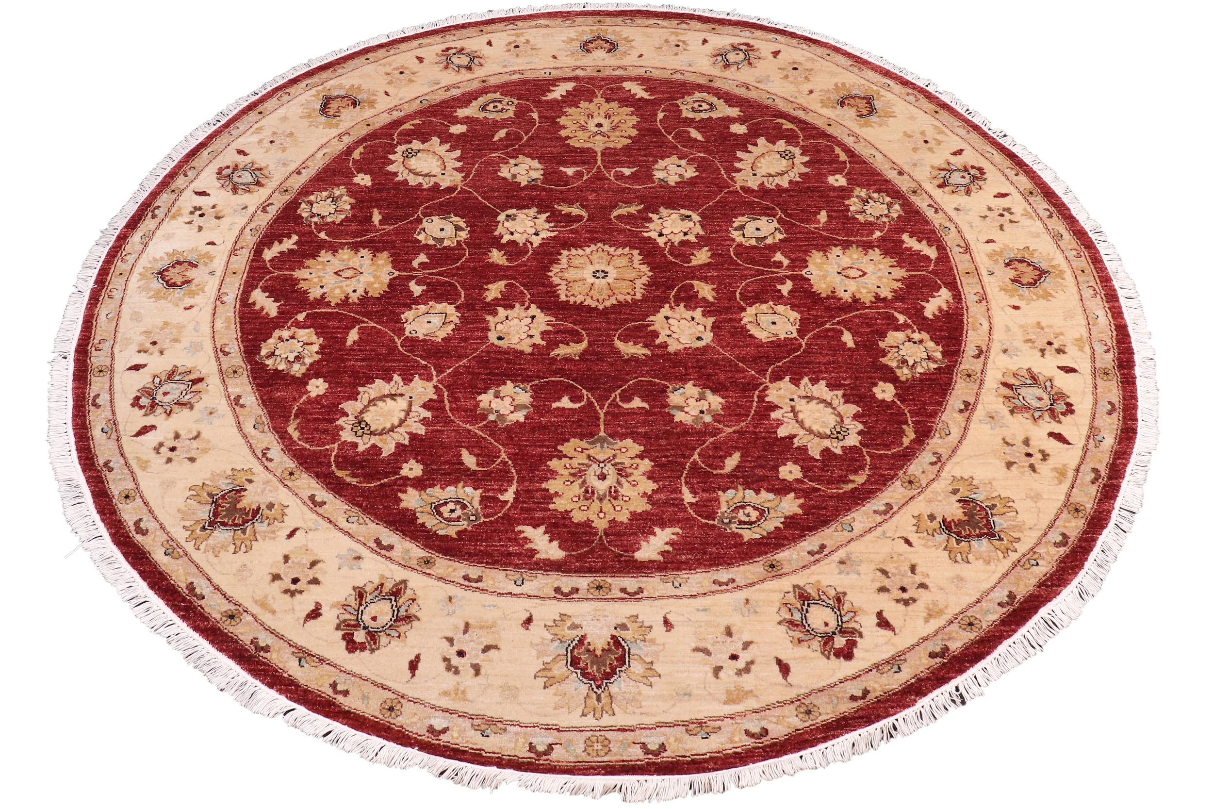 handmade Traditional Kafkaz Red Ivory Hand Knotted ROUND 100% WOOL area rug 8' x 8'