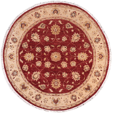 handmade Traditional Kafkaz Red Ivory Hand Knotted ROUND 100% WOOL area rug 8' x 8'