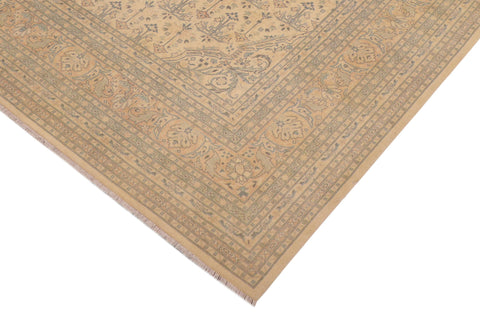 handmade Transitional Kafkaz Beige Blue Hand Knotted RECTANGLE 100% WOOL area rug 9x12