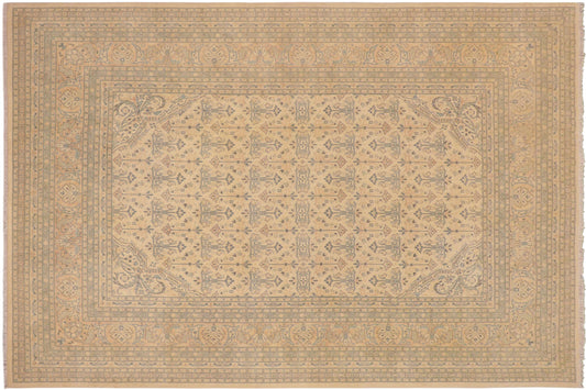 handmade Transitional Kafkaz Beige Blue Hand Knotted RECTANGLE 100% WOOL area rug 9x12