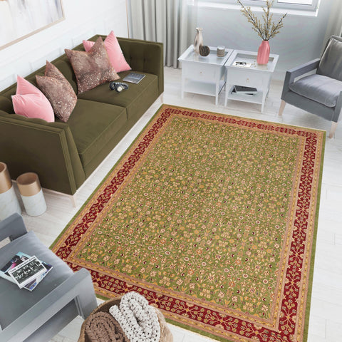 handmade Transitional Kafkaz Green Red Hand Knotted RECTANGLE 100% WOOL area rug 12' x 18'