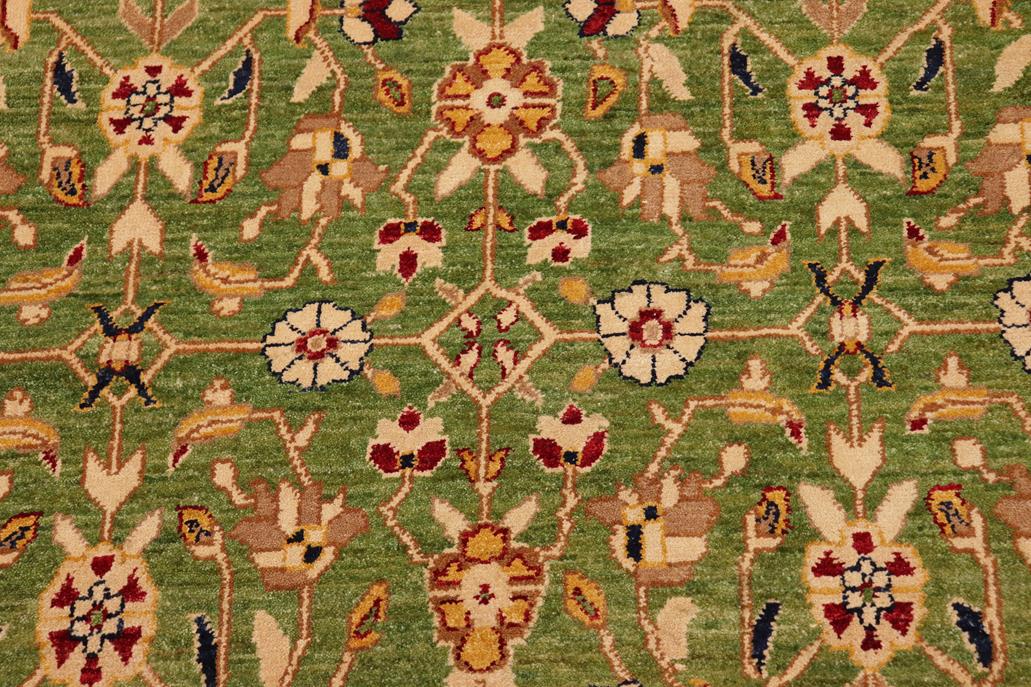 handmade Transitional Kafkaz Green Red Hand Knotted RECTANGLE 100% WOOL area rug 12 x 18