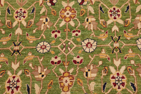 handmade Transitional Kafkaz Green Red Hand Knotted RECTANGLE 100% WOOL area rug 12' x 18'