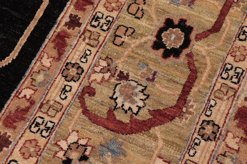 handmade Traditional Kafkaz Black Lt. Green Hand Knotted RECTANGLE 100% WOOL area rug 12x18