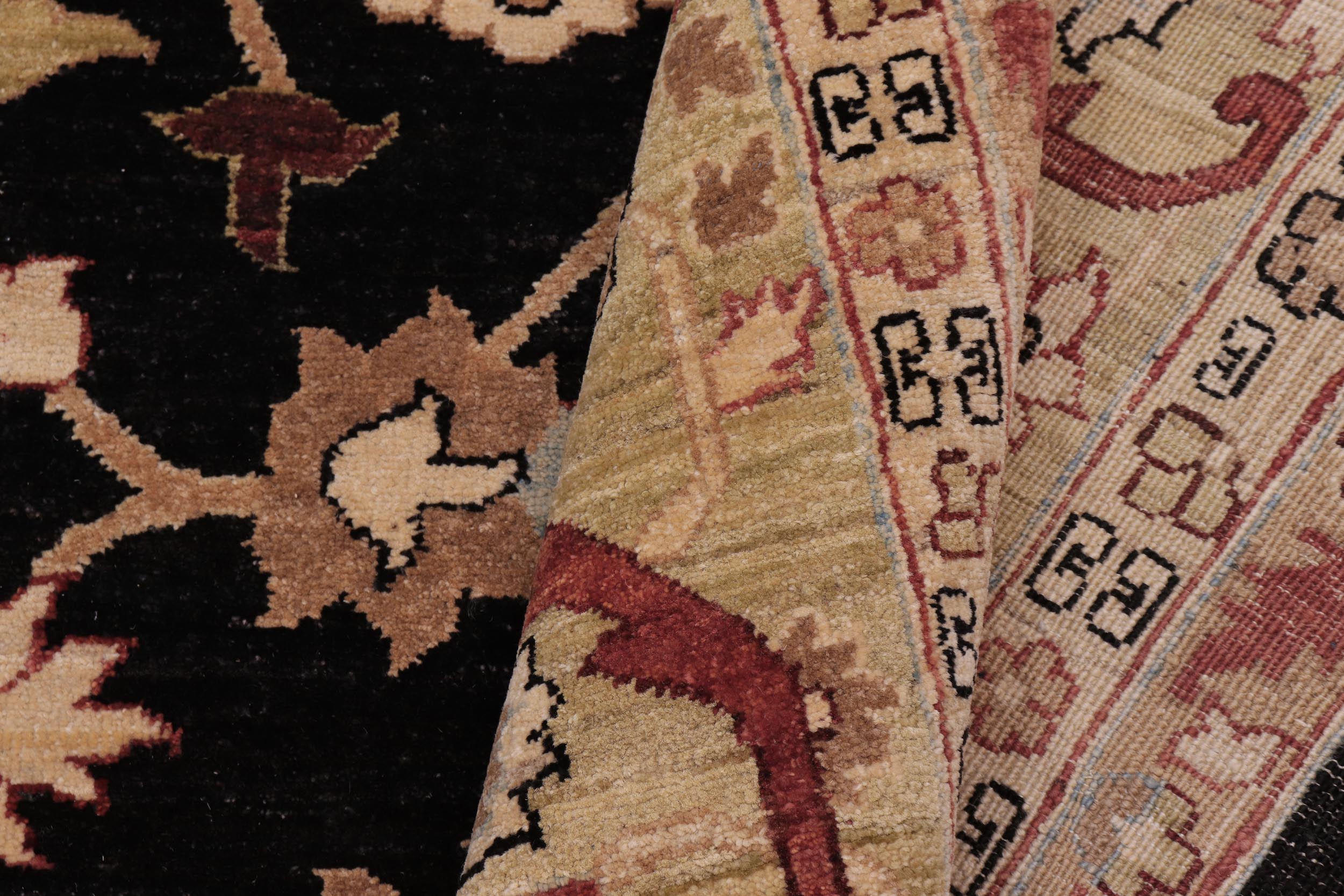 handmade Traditional Kafkaz Black Lt. Green Hand Knotted RECTANGLE 100% WOOL area rug 12x18