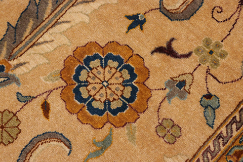 handmade Traditional Kafkaz Tan Aubergine Hand Knotted RECTANGLE 100% WOOL area rug 9x12