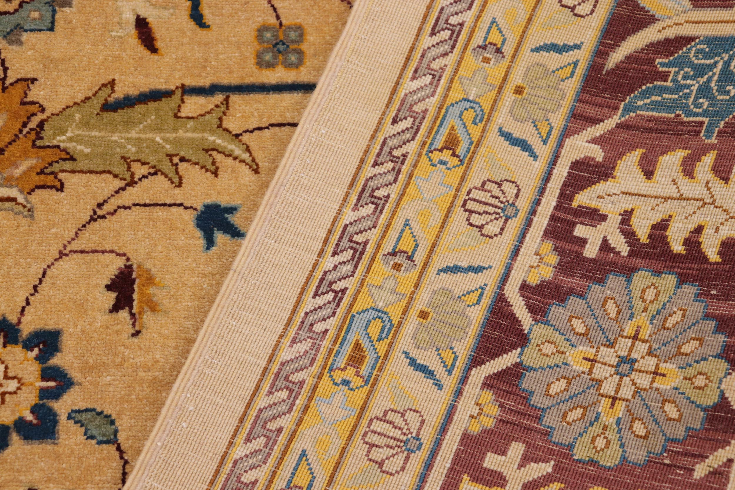 handmade Traditional Kafkaz Tan Aubergine Hand Knotted RECTANGLE 100% WOOL area rug 9x12