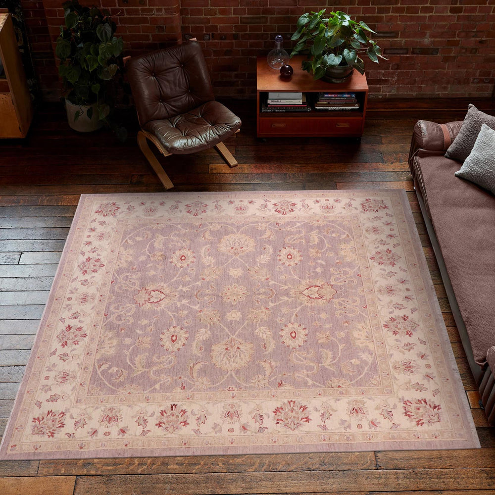 handmade Traditional  Lt. Brown Ivory Hand Knotted SQUARE 100% WOOL area rug 7x7