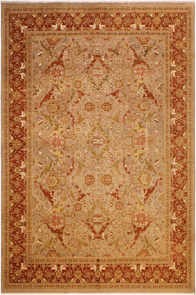 Traditional Shama Tawanna Taupe Rust Hand Knotted Area rugs 10 x 13