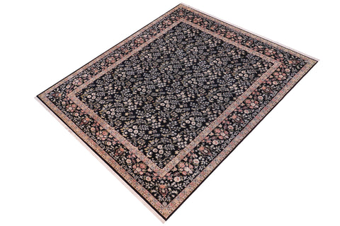 handmade Transitional Kashan Black Rust Hand Knotted RECTANGLE 100% WOOL area rug 12x15