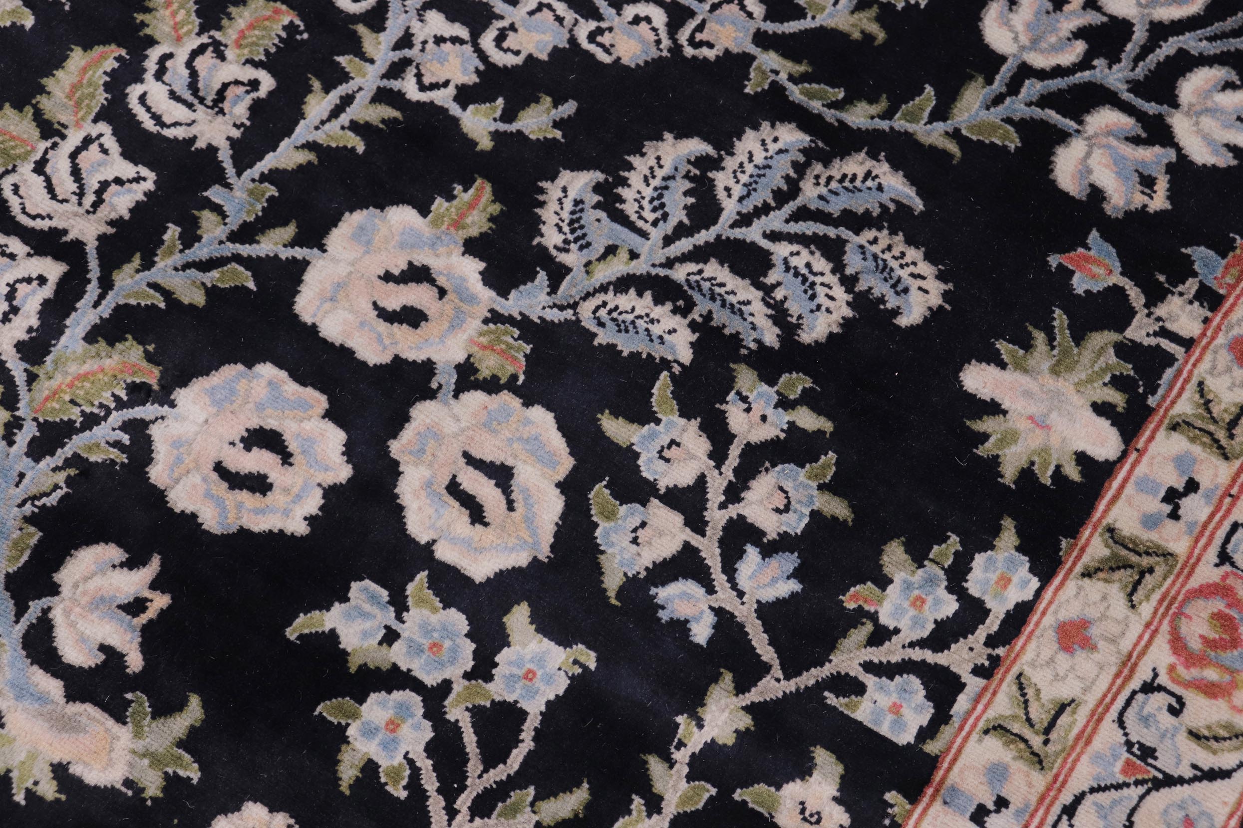 handmade Transitional Kashan Black Rust Hand Knotted RECTANGLE 100% WOOL area rug 12x15