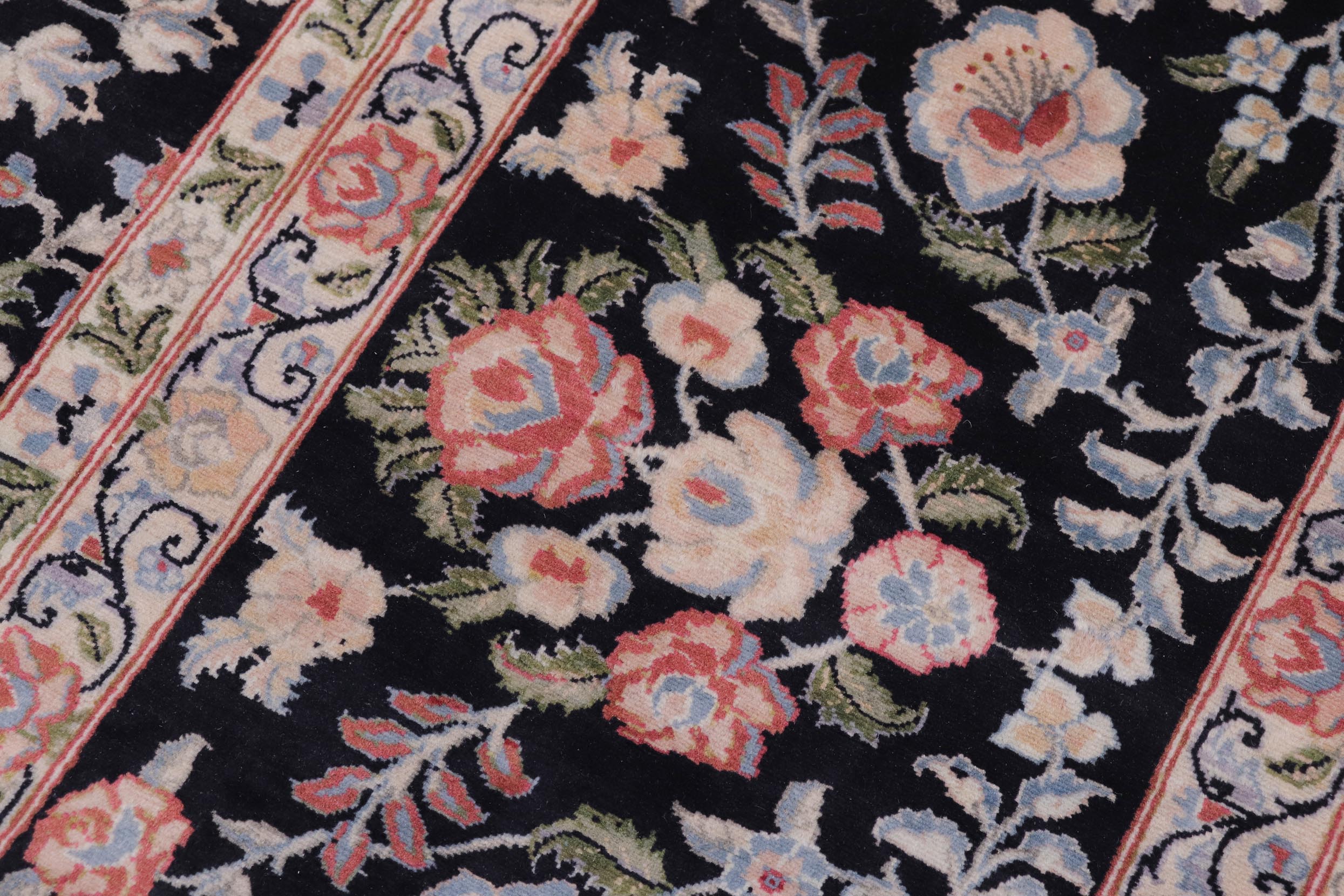 handmade Transitional Kashan Black Rust Hand Knotted RECTANGLE 100% WOOL area rug 12x15