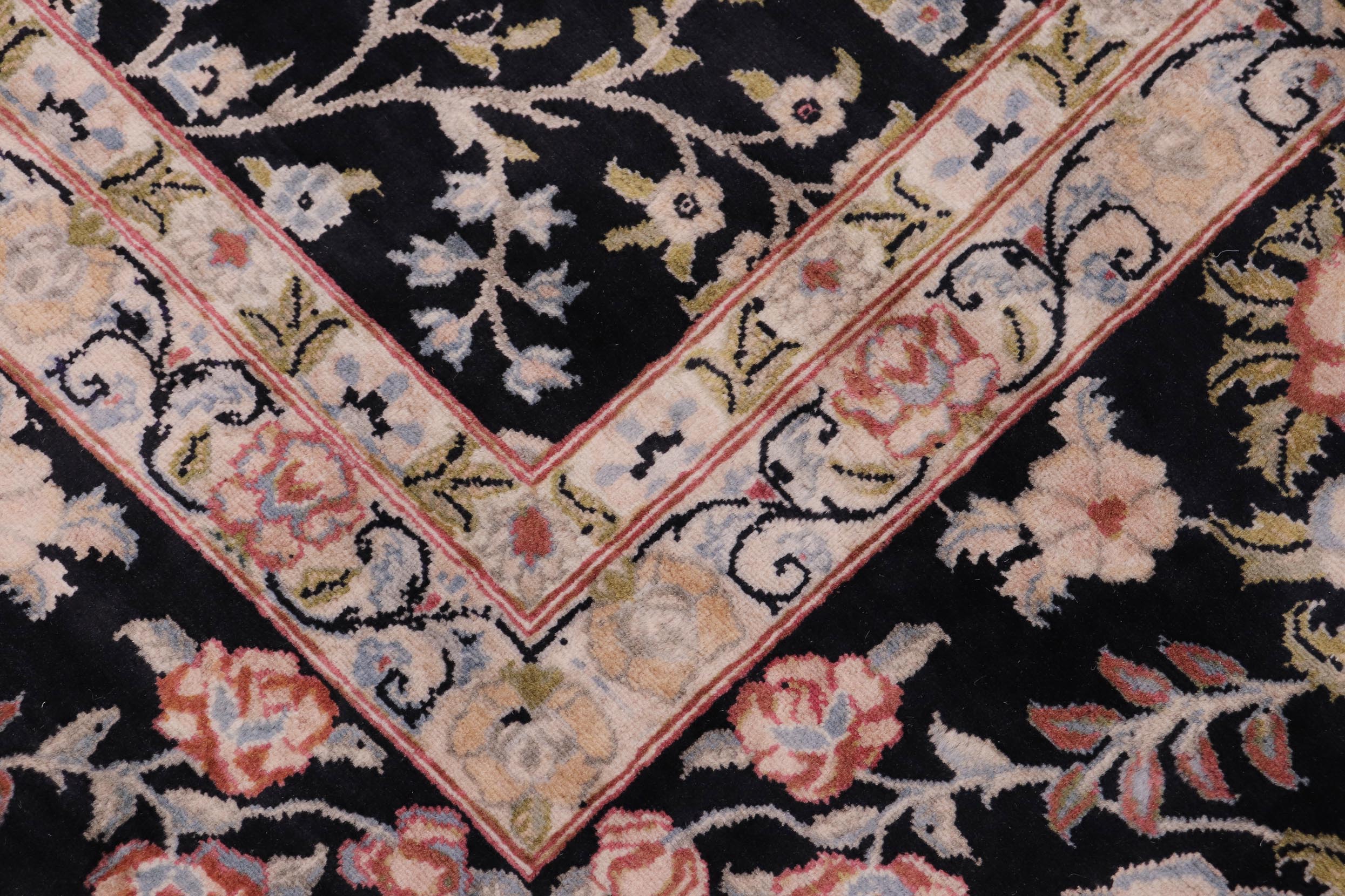 handmade Transitional Kashan Black Rust Hand Knotted RECTANGLE 100% WOOL area rug 12x15