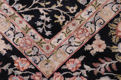 handmade Transitional Kashan Black Rust Hand Knotted RECTANGLE 100% WOOL area rug 12x15