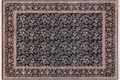 handmade Transitional Kashan Black Rust Hand Knotted RECTANGLE 100% WOOL area rug 12x15