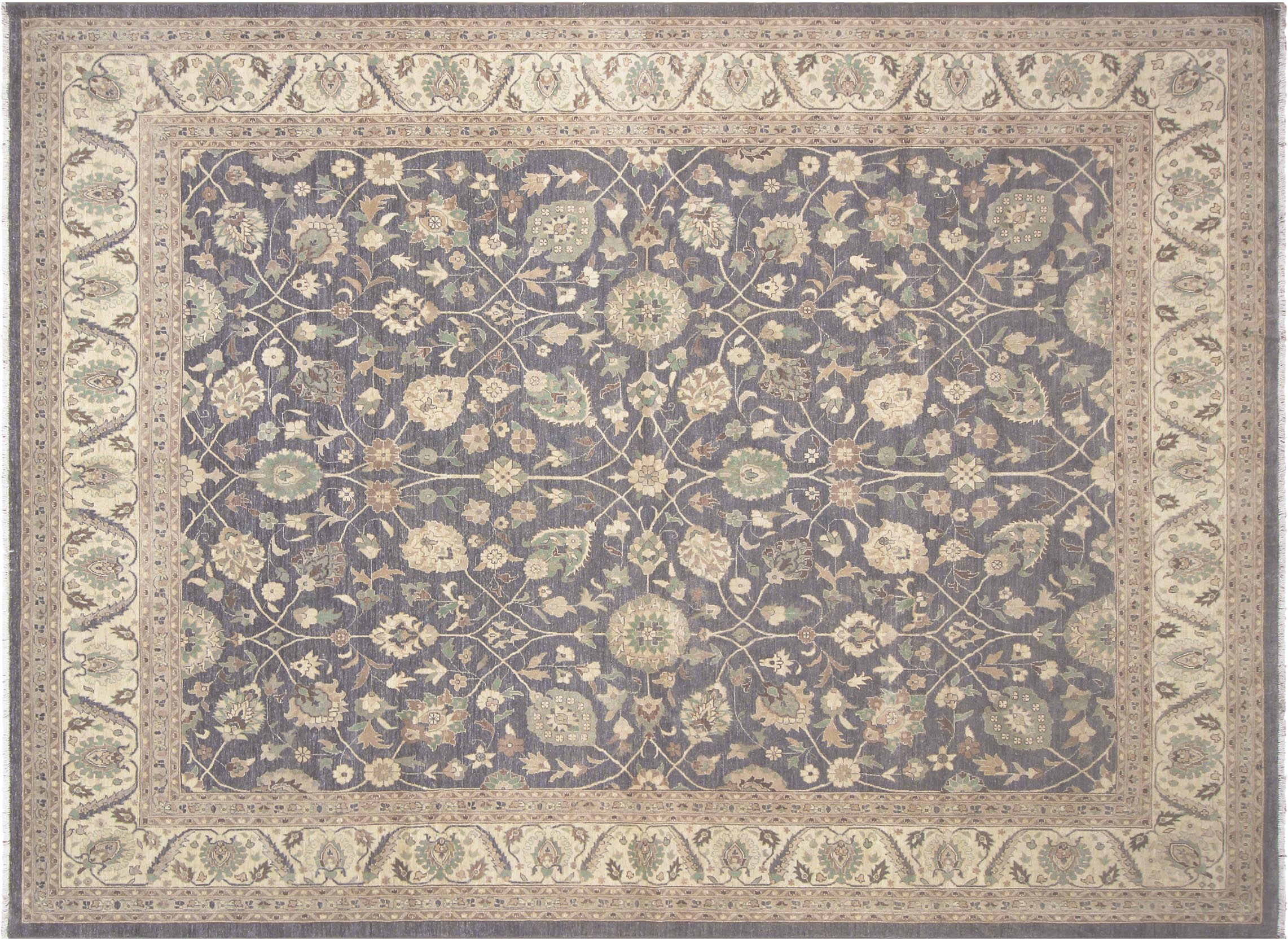 handmade Transitional Kafkaz Gray Ivory Hand Knotted RECTANGLE 100% WOOL area rug 12' x 15'