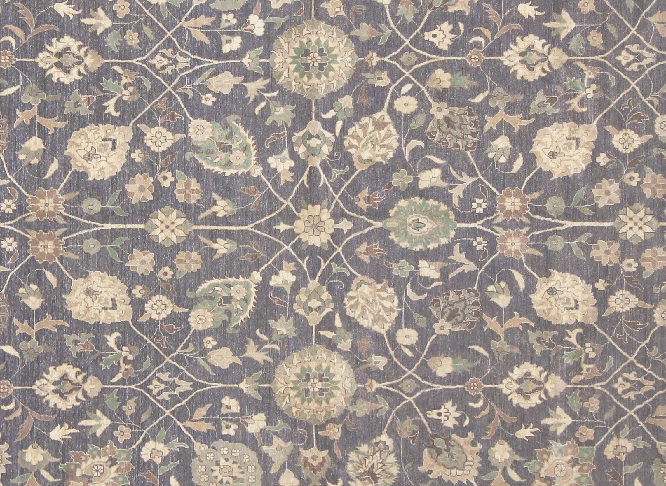 handmade Transitional Kafkaz Gray Ivory Hand Knotted RECTANGLE 100% WOOL area rug 12' x 15'