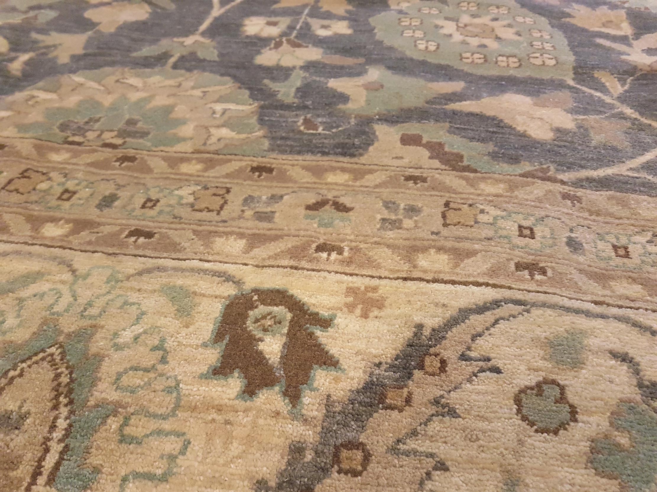 handmade Transitional Kafkaz Gray Ivory Hand Knotted RECTANGLE 100% WOOL area rug 12' x 15'