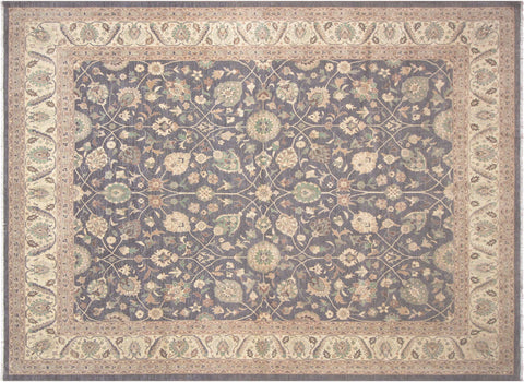handmade Transitional Kafkaz Gray Ivory Hand Knotted RECTANGLE 100% WOOL area rug 12' x 15'