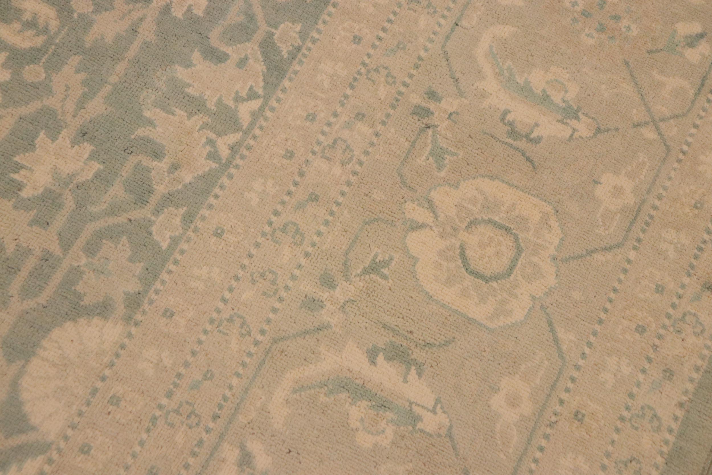 handmade Transitional Kafkaz Green Gray Hand Knotted RECTANGLE 100% WOOL area rug 9x12