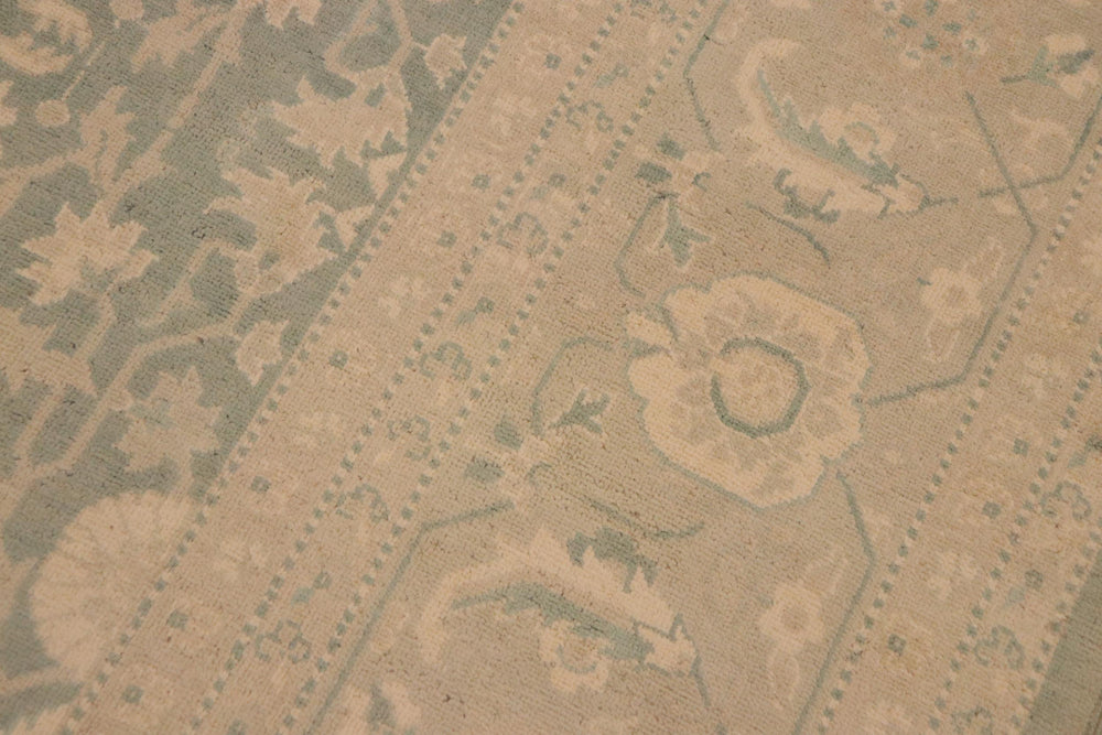 handmade Transitional Kafkaz Green Gray Hand Knotted RECTANGLE 100% WOOL area rug 9x12