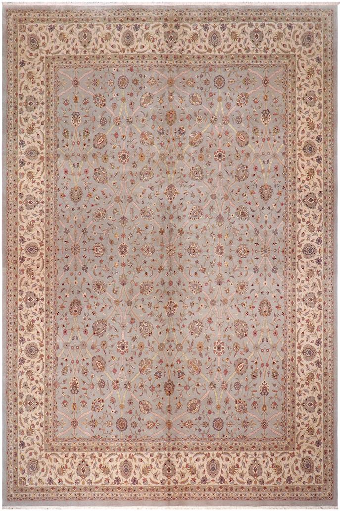 Traditional Jafri Stephani Lt. Gray Tan Hand Knotted Area rugs 12 x 15