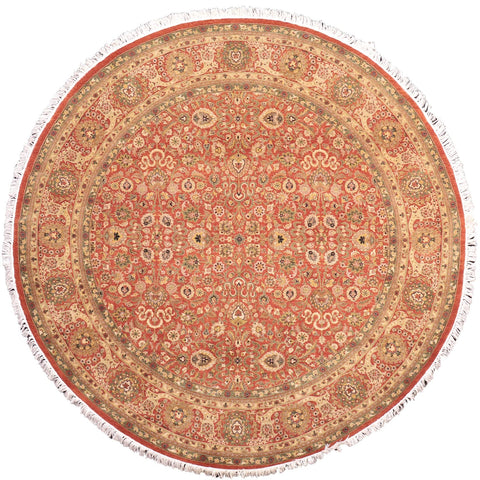 handmade Traditional Round Nauras Rust Beige Hand Knotted ROUND 100% WOOL area rug 7' x 7'