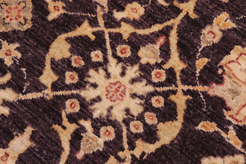 handmade Transitional Kafkaz Aubergine Ivory Hand Knotted RECTANGLE 100% WOOL area rug 12' x 15'