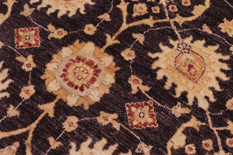 handmade Transitional Kafkaz Aubergine Ivory Hand Knotted RECTANGLE 100% WOOL area rug 12' x 15'