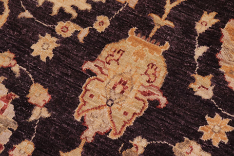 handmade Transitional Kafkaz Aubergine Ivory Hand Knotted RECTANGLE 100% WOOL area rug 12' x 15'