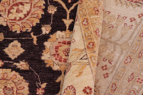 handmade Transitional Kafkaz Aubergine Ivory Hand Knotted RECTANGLE 100% WOOL area rug 12' x 15'